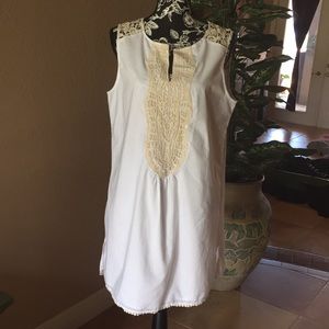 White crochet trim dress